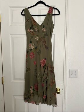 Y2K Pretty Good Olive Green Floral Dress